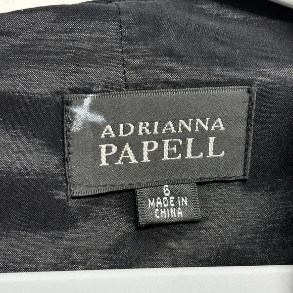 Adrianna Papell MIDI Dress Stripe Tiered Square Neck 6 Black White - Picture 2 of 9